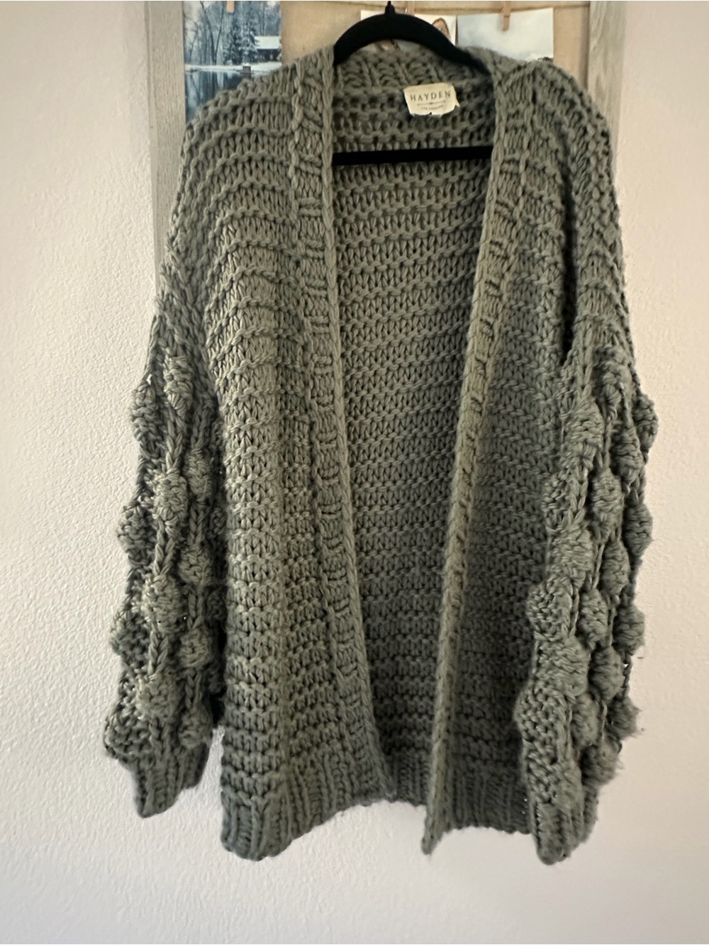 Hayden Los Angeles Women’s M/L Chunky Knit Open Front Cardigan Gray - Picture 3 of 10